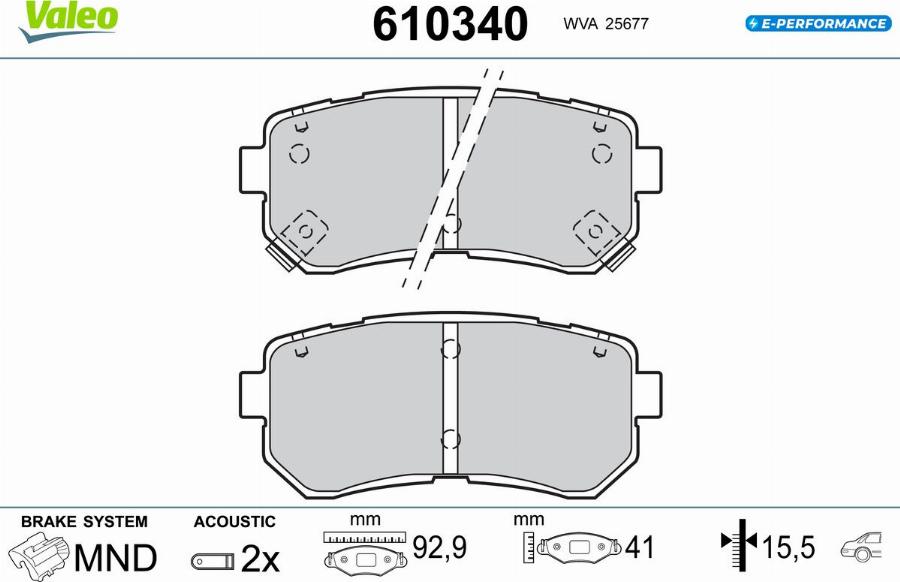 Valeo 610340 - Kit de plaquettes de frein, frein à disque cwaw.fr