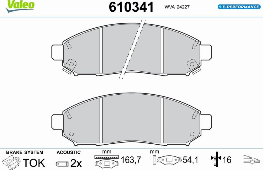 Valeo 610341 - Kit de plaquettes de frein, frein à disque cwaw.fr