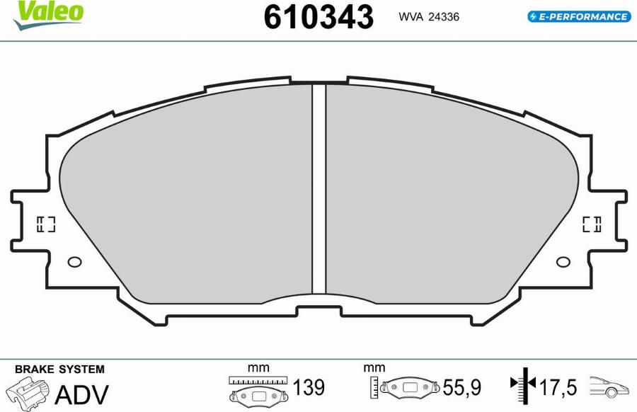 Valeo 610343 - Kit de plaquettes de frein, frein à disque cwaw.fr