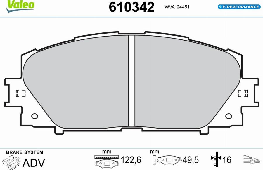 Valeo 610342 - Kit de plaquettes de frein, frein à disque cwaw.fr