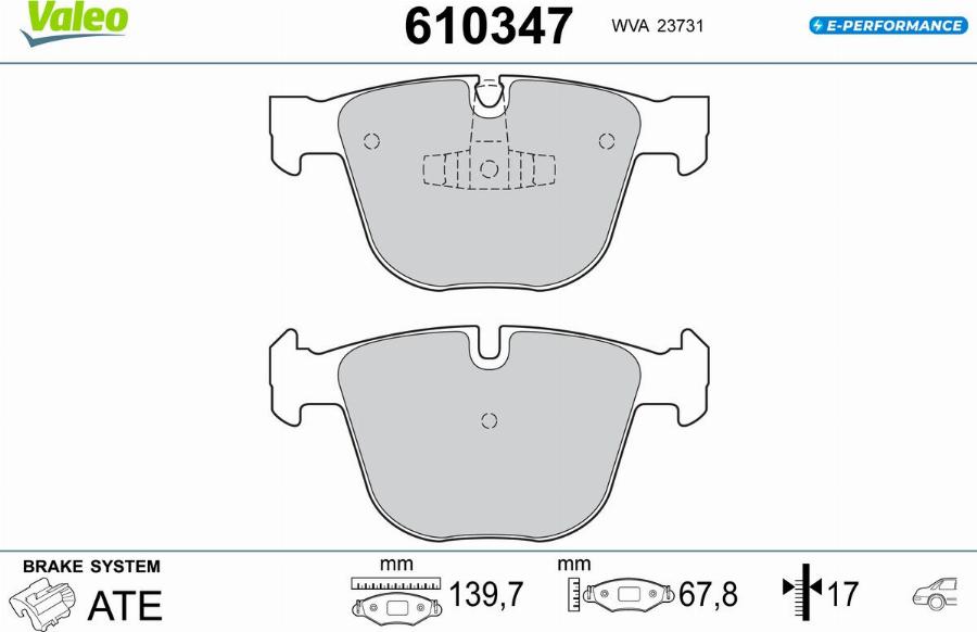 Valeo 610347 - Kit de plaquettes de frein, frein à disque cwaw.fr