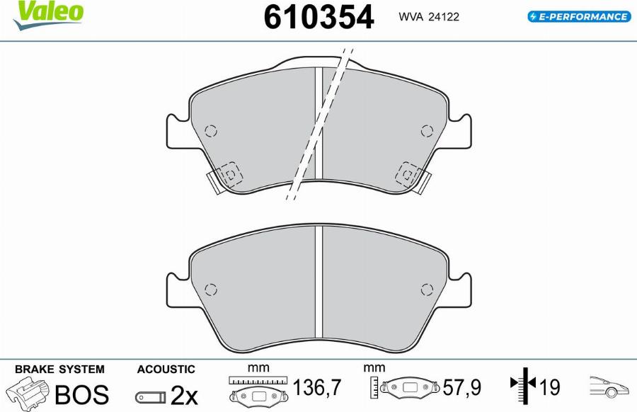 Valeo 610354 - Kit de plaquettes de frein, frein à disque cwaw.fr