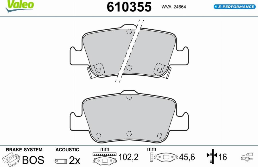 Valeo 610355 - Kit de plaquettes de frein, frein à disque cwaw.fr