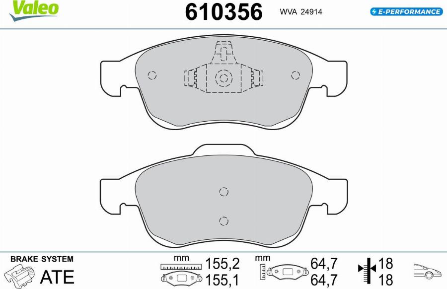 Valeo 610356 - Kit de plaquettes de frein, frein à disque cwaw.fr