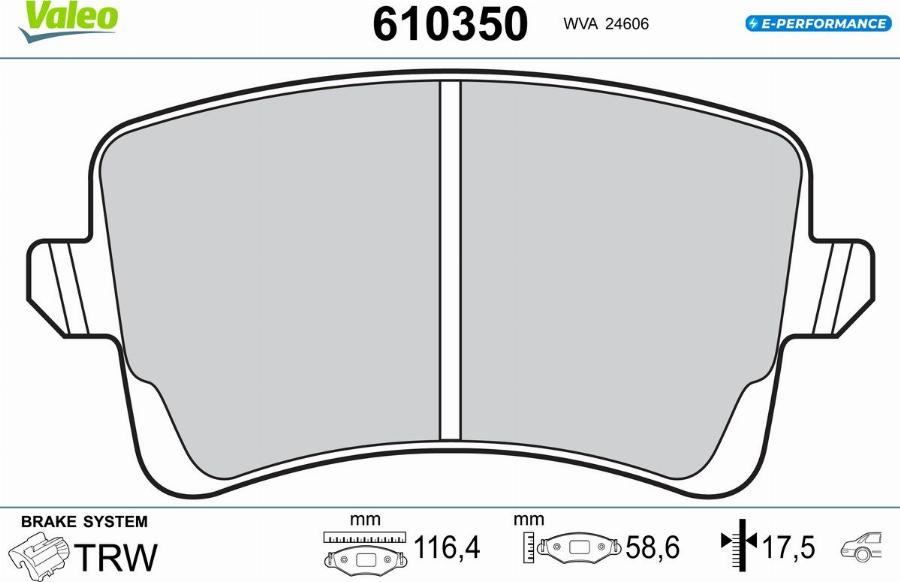 Valeo 610350 - Kit de plaquettes de frein, frein à disque cwaw.fr