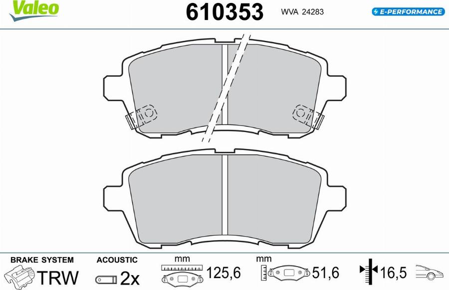 Valeo 610353 - Kit de plaquettes de frein, frein à disque cwaw.fr