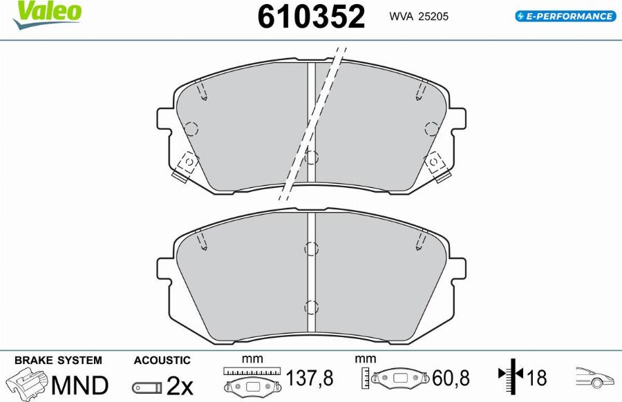 Valeo 610352 - Kit de plaquettes de frein, frein à disque cwaw.fr