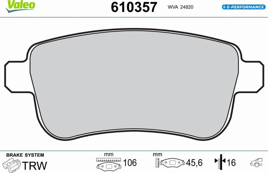 Valeo 610357 - Kit de plaquettes de frein, frein à disque cwaw.fr