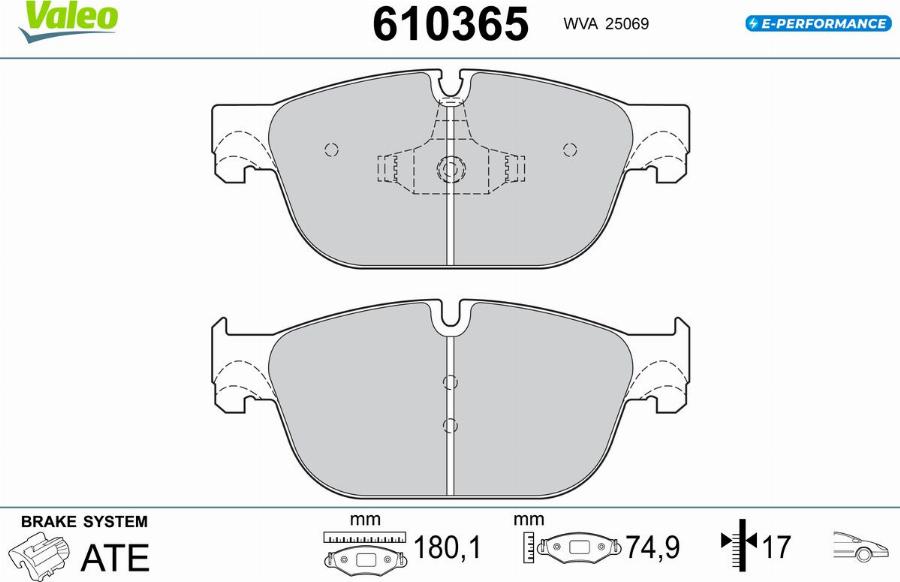 Valeo 610365 - Kit de plaquettes de frein, frein à disque cwaw.fr