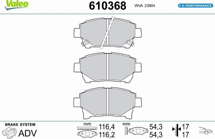 Valeo 610368 - Kit de plaquettes de frein, frein à disque cwaw.fr