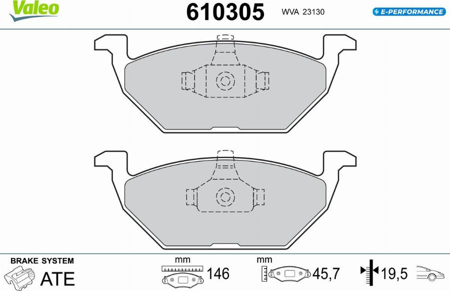 Valeo 610305 - Kit de plaquettes de frein, frein à disque cwaw.fr