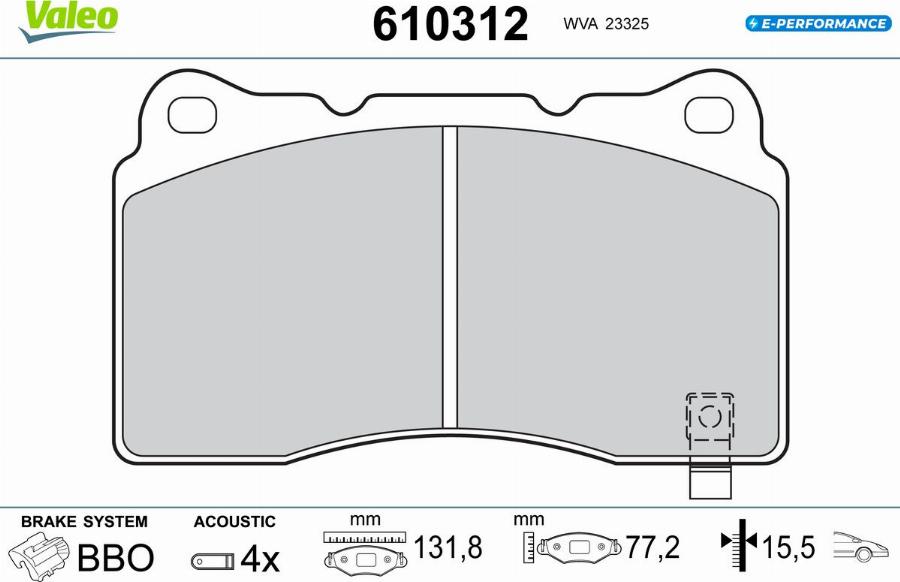 Valeo 610312 - Kit de plaquettes de frein, frein à disque cwaw.fr