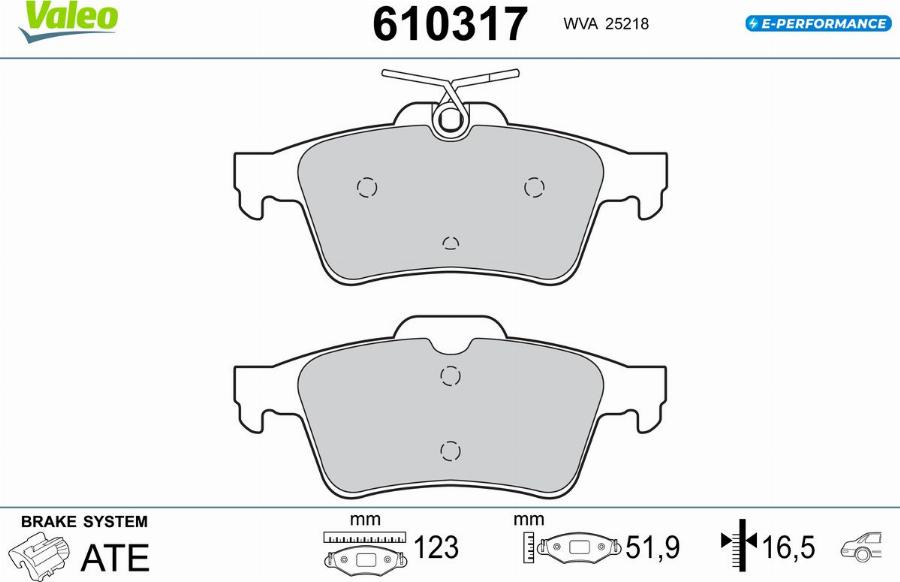 Valeo 610317 - Kit de plaquettes de frein, frein à disque cwaw.fr