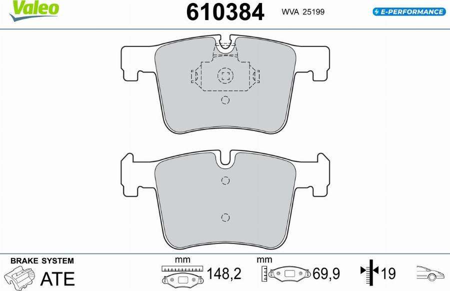 Valeo 610384 - Kit de plaquettes de frein, frein à disque cwaw.fr