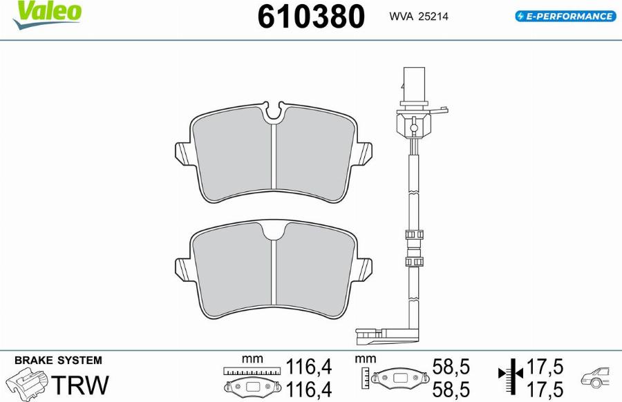 Valeo 610380 - Kit de plaquettes de frein, frein à disque cwaw.fr