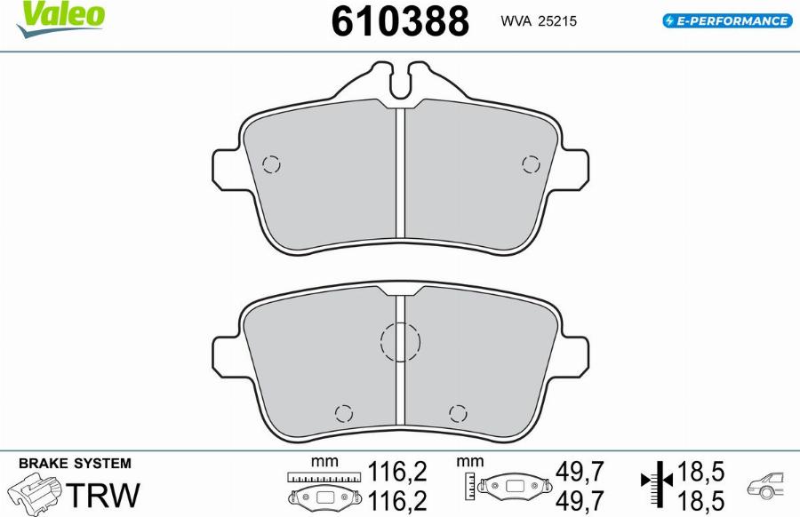 Valeo 610388 - Kit de plaquettes de frein, frein à disque cwaw.fr