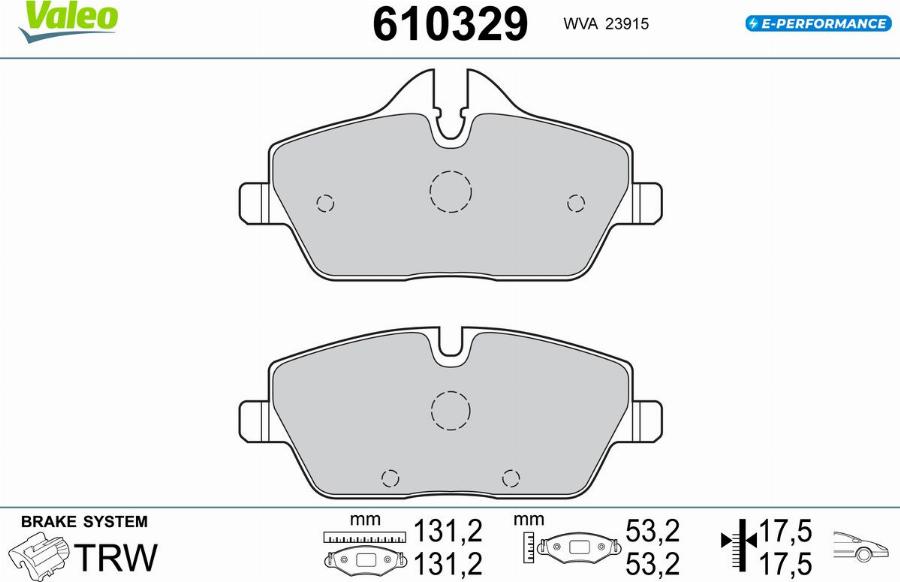 Valeo 610329 - Kit de plaquettes de frein, frein à disque cwaw.fr