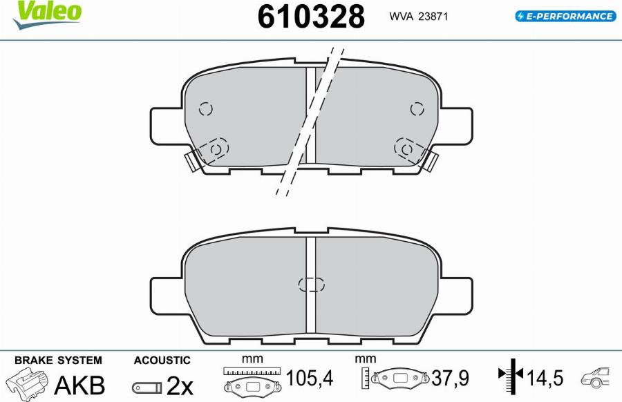 Valeo 610328 - Kit de plaquettes de frein, frein à disque cwaw.fr