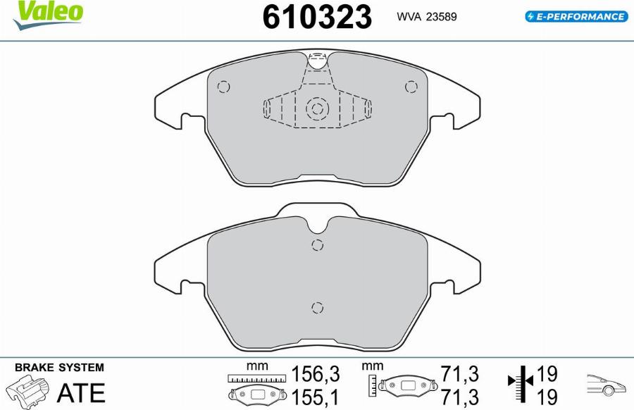 Valeo 610323 - Kit de plaquettes de frein, frein à disque cwaw.fr