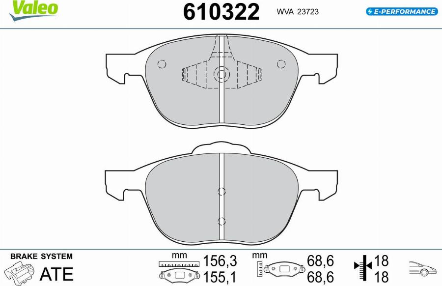 Valeo 610322 - Kit de plaquettes de frein, frein à disque cwaw.fr