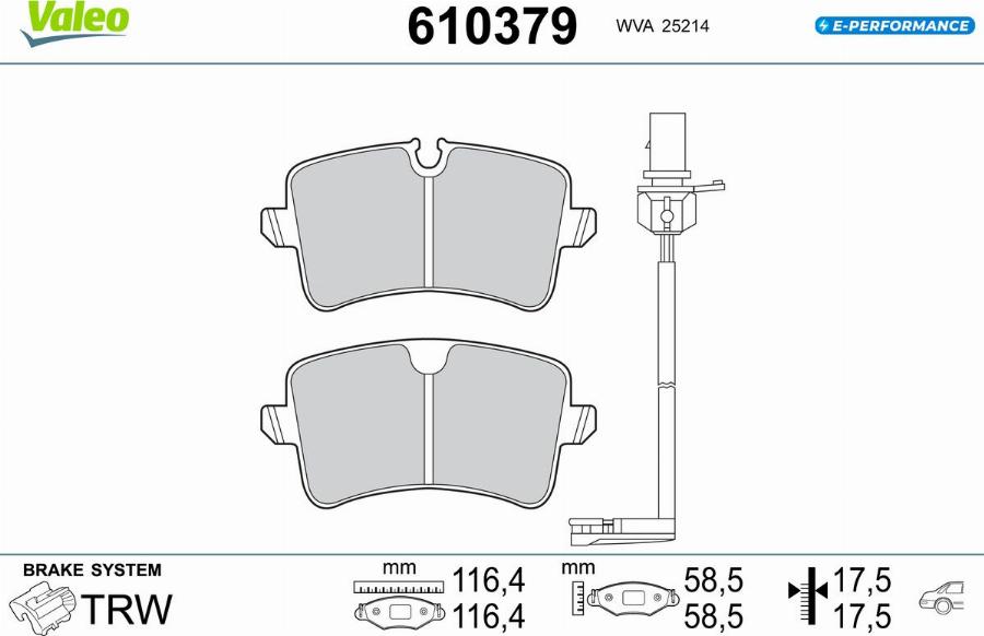 Valeo 610379 - Kit de plaquettes de frein, frein à disque cwaw.fr