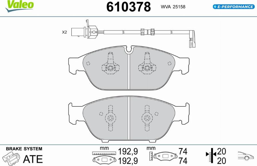 Valeo 610378 - Kit de plaquettes de frein, frein à disque cwaw.fr