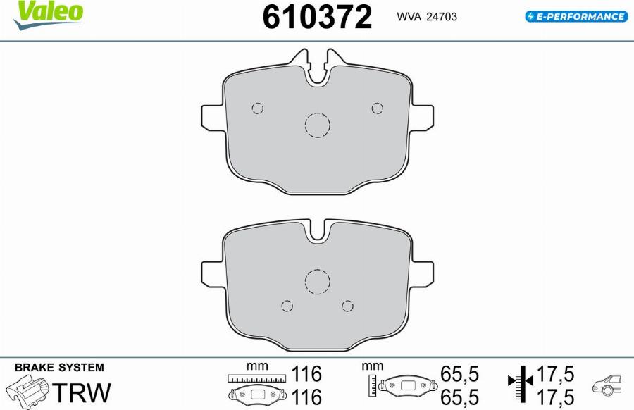 Valeo 610372 - Kit de plaquettes de frein, frein à disque cwaw.fr