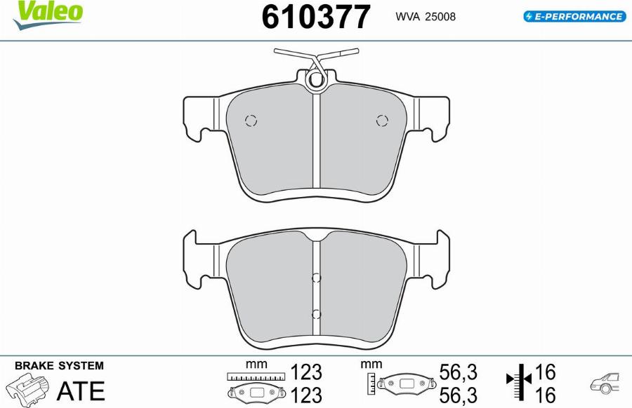 Valeo 610377 - Kit de plaquettes de frein, frein à disque cwaw.fr