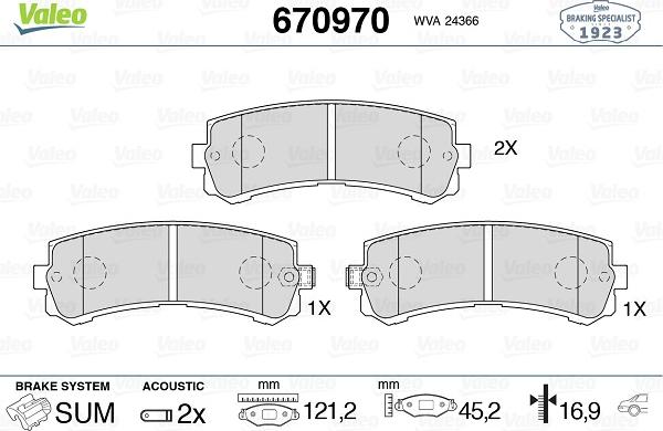 Valeo 670970 - Kit de plaquettes de frein, frein à disque cwaw.fr