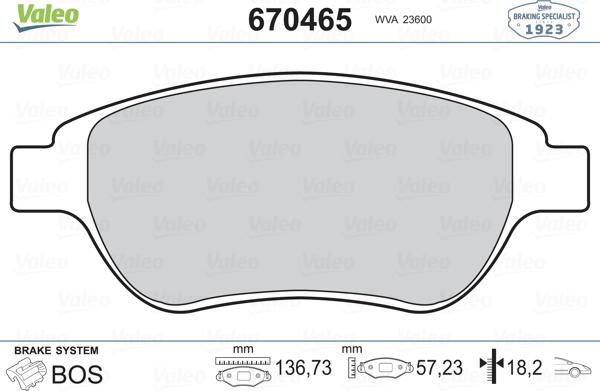 Valeo 670465 - Kit de plaquettes de frein, frein à disque cwaw.fr