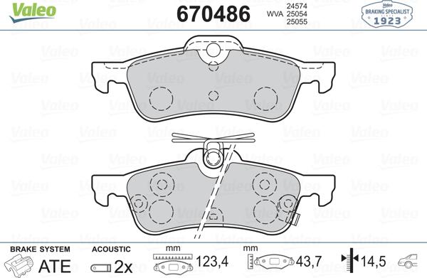 Valeo 670486 - Kit de plaquettes de frein, frein à disque cwaw.fr