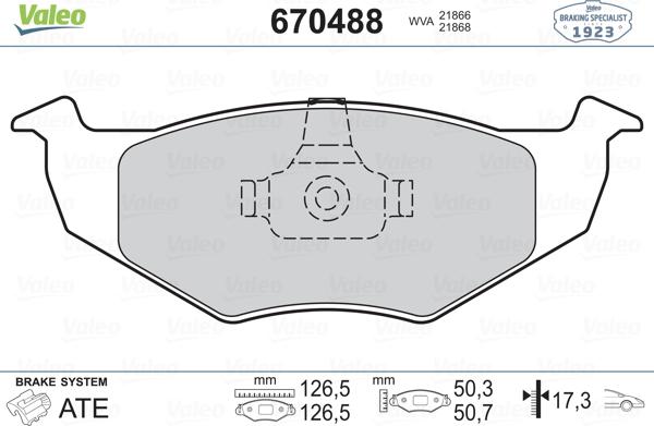 Valeo 670488 - Kit de plaquettes de frein, frein à disque cwaw.fr