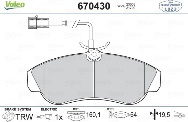 Valeo 670430 - Kit de plaquettes de frein, frein à disque cwaw.fr