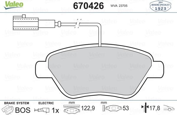 Valeo 670426 - Kit de plaquettes de frein, frein à disque cwaw.fr