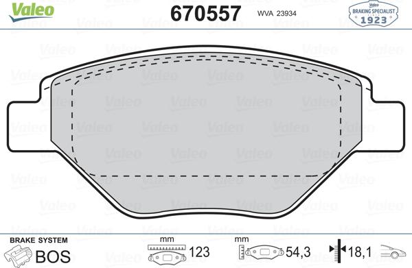 Valeo 670557 - Kit de plaquettes de frein, frein à disque cwaw.fr