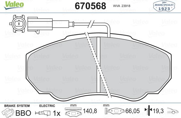 Valeo 670568 - Kit de plaquettes de frein, frein à disque cwaw.fr