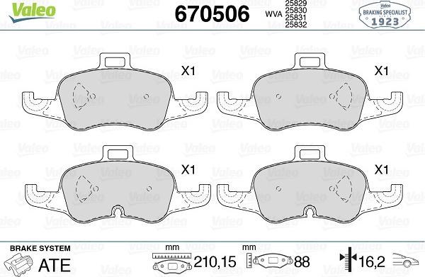 Valeo 670506 - Kit de plaquettes de frein, frein à disque cwaw.fr