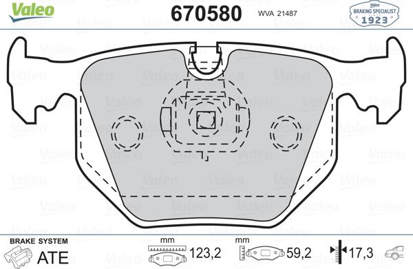 Valeo 670580 - Kit de plaquettes de frein, frein à disque cwaw.fr