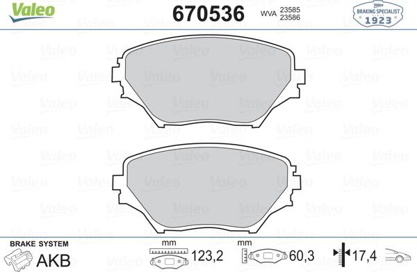 Valeo 670536 - Kit de plaquettes de frein, frein à disque cwaw.fr