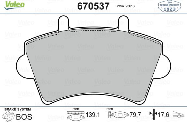 Valeo 670537 - Kit de plaquettes de frein, frein à disque cwaw.fr