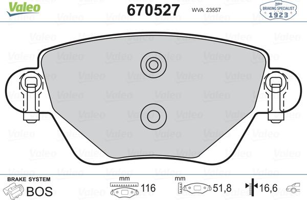 Valeo 670527 - Kit de plaquettes de frein, frein à disque cwaw.fr