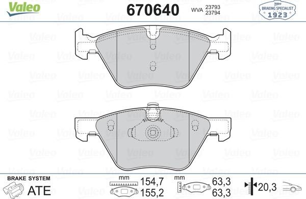 Valeo 670640 - Kit de plaquettes de frein, frein à disque cwaw.fr