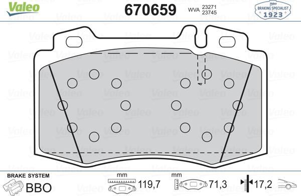 Valeo 670659 - Kit de plaquettes de frein, frein à disque cwaw.fr