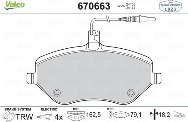 Valeo 670663 - Kit de plaquettes de frein, frein à disque cwaw.fr