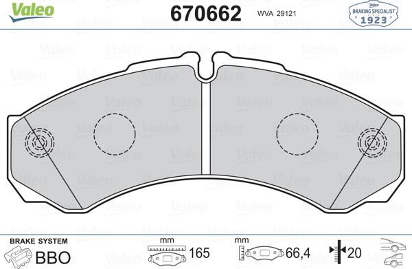 Valeo 670662 - Kit de plaquettes de frein, frein à disque cwaw.fr