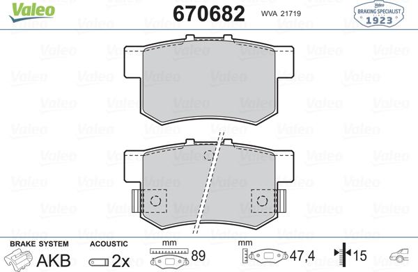 Valeo 670682 - Kit de plaquettes de frein, frein à disque cwaw.fr