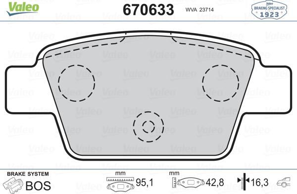 Valeo 670633 - Kit de plaquettes de frein, frein à disque cwaw.fr