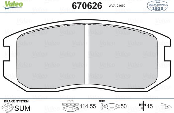 Valeo 670626 - Kit de plaquettes de frein, frein à disque cwaw.fr