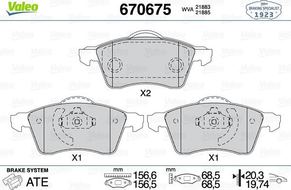 Valeo 670675 - Kit de plaquettes de frein, frein à disque cwaw.fr