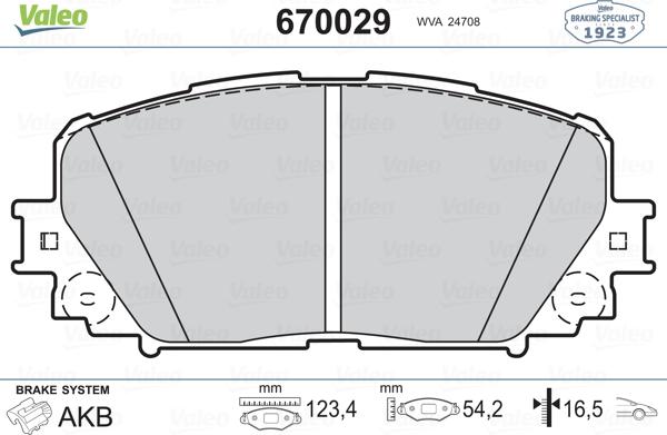 Valeo 670029 - Kit de plaquettes de frein, frein à disque cwaw.fr